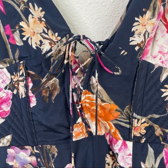 NICHOLAS Lucile Floral Corset Bra Dress - Navy - Picture 5 of 15